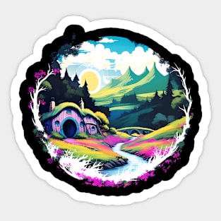 A colorful village Sticker